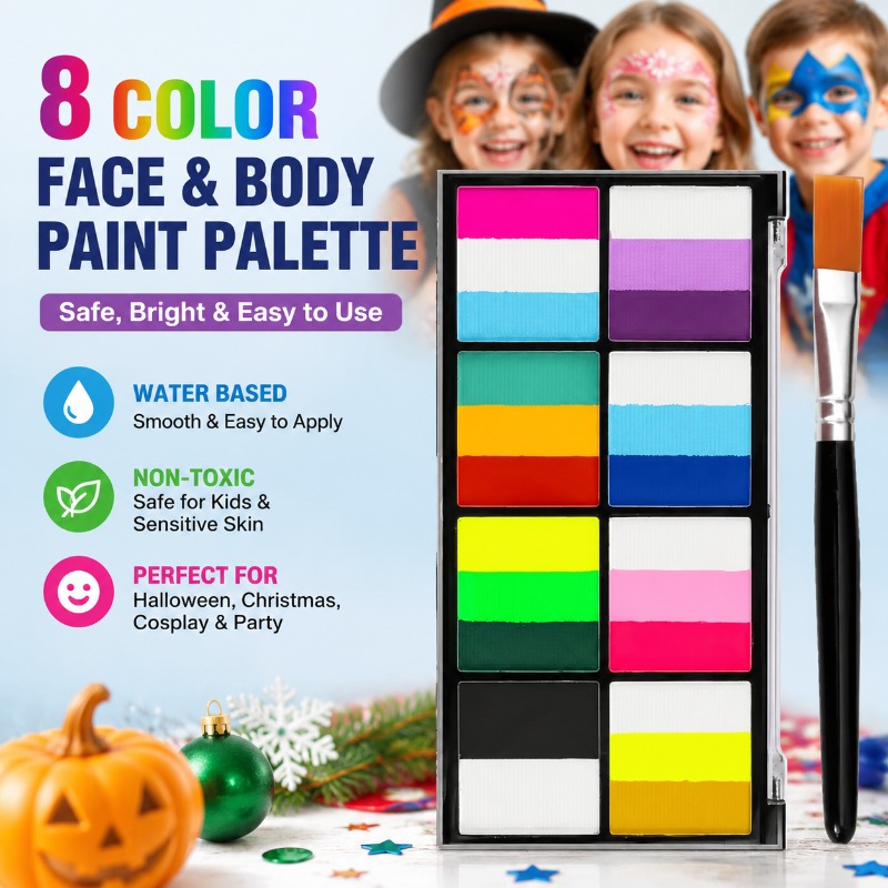 Cosplay Prop Paint - 8 Renkli Gökkuşağı Yüz ve Vücut